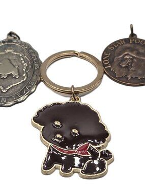 Poodle Dogs 2 Pendants Bluebonnet Lone Star Clubs  K-9 Key Holder Ring Metal